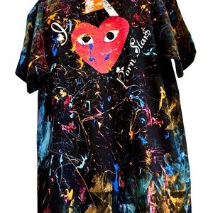 Comme des Garcons Black and Red Heart Tee